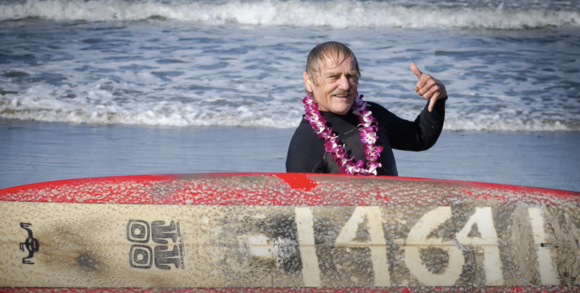 Dale Webster after 14641 consecutive days of surfing