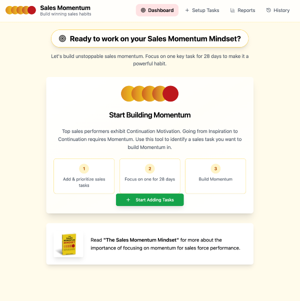 picture of a mockup for Greg's Sales Momentum Mindset app