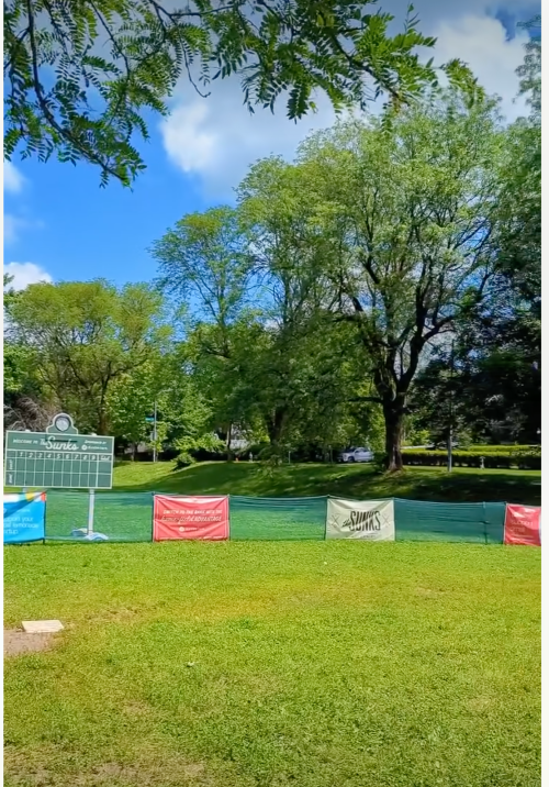 picture of the whiffle ball field in the sunks sponsored by dundee bank in omaha
