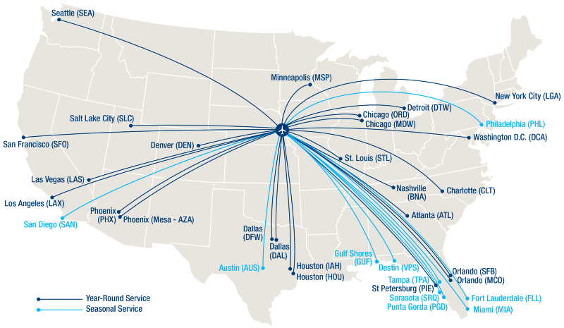a map of direct flights from OMA my home airport