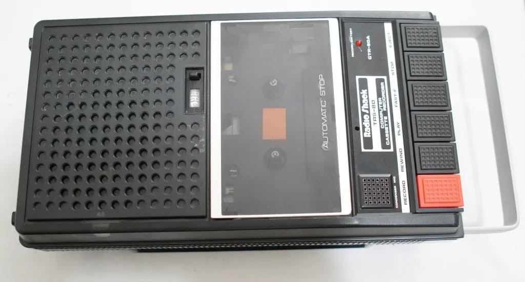 Radio Shack Tape Recorder image from voidstar blog like the one I had in gradeschool